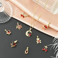 9Pcs Brass Micro Pave Cubic Zirconia Pendants&nbsp;KK-CJ0003-99