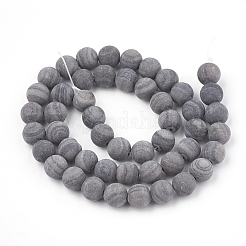 Natural Black Wood Lace Stone Wooden Jasper Beads Strands&nbsp;G-T106-013