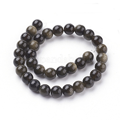 Natural Golden Sheen Obsidian Beads Strands&nbsp;G-C076-6mm-5