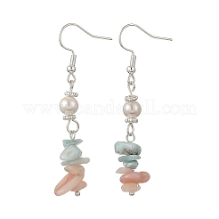 Natural Morganite & Larimar Chips Beads & Natural Spiral Shell Necklaces & Dangle Earring & Bracelets Sets&nbsp;SJEW-JS01387