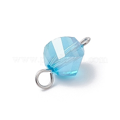 7Pcs Electroplate Transparent Glass Twist Connector Charms&nbsp;PALLOY-JF04317-01