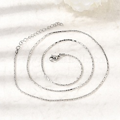 1.3MM 304 Stainless Steel Boston Link Chains Necklaces for Women Men&nbsp;NJEW-Z115-12P-04