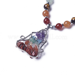 Natural & Synthetic Gemstone and Rhodochrosite Pendant Necklaces&nbsp;NJEW-G324-A01
