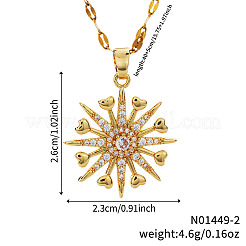 Elegant Vintage Brass Pave Clear Cubic Zirconia Heart Snowflake Romantic Pendant Necklaces for Women&nbsp;CV7091-2