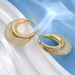 Brass Clear Cubic Zirconia Hoop Earrings&nbsp;EJEW-R025-36G