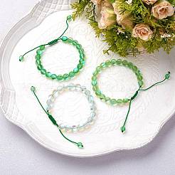 3Pcs Round Synthetic Moonstone Braided Bead Bracelets&nbsp;BJEW-SW00061-04