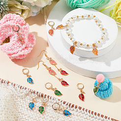 18Pcs 6 Color Alloy Enamel Leaf Charms Locking Stitch Markers&nbsp;AJEW-PH01453