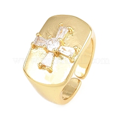 Brass Micro Pave Clear Cubic Zirconia Cuff Open Rings&nbsp;KK-CBA960E-21G