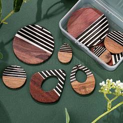 10Pcs 5 Style Resin & Walnut Wood Pendants&nbsp;RESI-LS0001-20