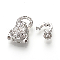 Brass Micro Pave Cubic Zirconia Fold Over Clasps&nbsp;ZIRC-S058-02P