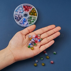 6 Style Spray Painted Glass Beads Strands&nbsp;GGLA-YW0001-08