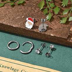 3 Pairs 3 Styles Christmas 304 Stainless Steel Hoop & Stud Earring Sets for Women&nbsp;EJEW-K279-16P-04