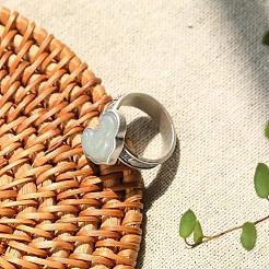 Retro Alloy & Resin Adjustable Open Cuff Rings for Women&nbsp;FS-WG9D7B1-01