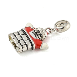 Anti-Tarnish Rhodium Plated 925 Sterling Silver Enamel Christmas European Dangle Charms&nbsp;STER-Z010-02P-01B