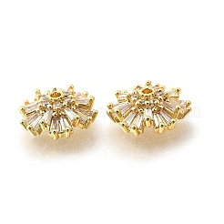 Flower Brass Clear Cubic Zirconia Bead Caps&nbsp;KK-V008-07G