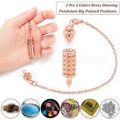 2Pcs 2 Colors Brass Coil Dowsing Pendulums&nbsp;KK-NB0002-80