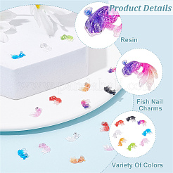 200Pcs 8 Colors 3D Fish Resin Cabochons&nbsp;MRMJ-CP0001-05