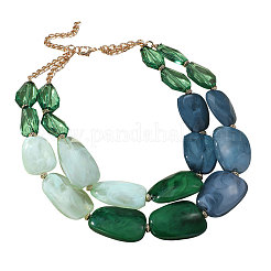 Faceted Teardrop Resin Beaded Double Layer Necklaces for Women&nbsp;FS-WG54F11-05