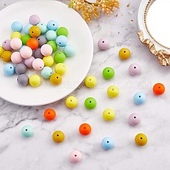 90Pcs Silicone Beads 15mm Round Silicone Bead Bulk Colorful Silicone Bead Kit for Keychain Jewelry DIY Crafts Making&nbsp;JX305A