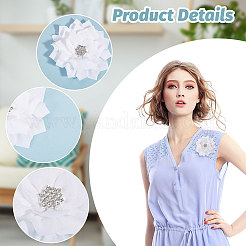Flower Chiffon Fabric with Rhinestone Accessories&nbsp;FIND-WH0159-97