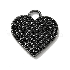 Heart Brass Micro Pave Black Cubic Zirconia Pendants&nbsp;KK-G419-24B