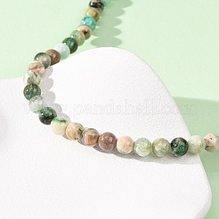 6MM Natural Green Line Jasper Round Beaded Necklaces&nbsp;GG-CBAA808-02P-A