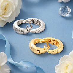 2Pairs 2 Colors Brass Pave Clear Cubic Zirconia Hoop Earrings for Women&nbsp;EJEW-GO0001-06
