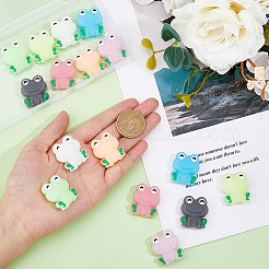 16Pcs 8 Colors Frog Luminous Food Grade Eco-Friendly Silicone Focal Beads&nbsp;SIL-DC0001-21