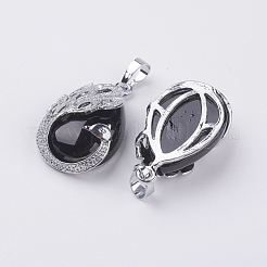 Natural Dyed & Heated Black Agate Pendants&nbsp;G-E442-04E