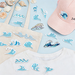 20Pcs Wave Theme Polyester Computerized Embroidery Patches&nbsp;PATC-GA0002-05