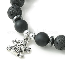 Natural & Synthetic Mixed Gemstone Beaded Stretch Bracelets with Alloy Charms&nbsp;BJEW-JB09444