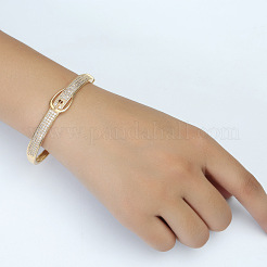 Brass Micro Pave Clear Cubic Zirconia Hinged Bangles for Women&nbsp;FS-WG52500-02