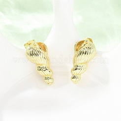 Conch Brass Stud Earrings&nbsp;EJEW-D351-07G