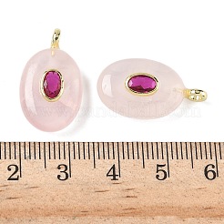 Natural Rose Quartz & Cubic Zirconia Pendants&nbsp;G-Z076-01G-20