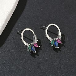 Brass Micro Pave Cubic Zirconia Stud Earrings&nbsp;EJEW-G452-01P