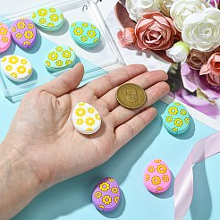 10Pcs 5 Colors Easter Egg with Flower Silicone Beads&nbsp;SIL-CJ0002-64
