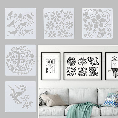 24 Sheets 24 Styles Plastic Drawing Stencil&nbsp;DIY-CW0001-13-1