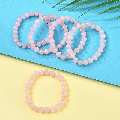 Natural Rose Quartz Bead Stretch Bracelets&nbsp;BJEW-K212-B-045-1