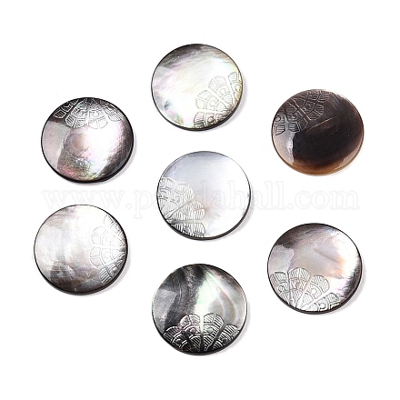 Natural Black Lip Shell Carved Cabochons&nbsp;SSHEL-T017-04B-1