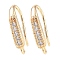 Brass Micro Pave Clear Cubic Zirconia Earring Hooks, Ear Wire with Loops, Fishhook, Golden, 17x8.5x3mm, Hole: 1mm