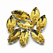 Sew on Rhinestone, Multi-strand Links, Glass Rhinestone, with Platinum Tone Brass Prong Settings, Garments Accessories, Faceted, Horse Eye, Gold, 15x7x5mm, Hole: 0.8~1mm