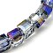 Electorplated Glass Beads, Rainbow Plated, Faceted, Cube, Medium Purple, 9x9x9mm, Hole: 1mm