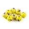 Wood European Beads, Round with Dog Pattern, Yellow, 16x15mm, Hole: 4.5mm