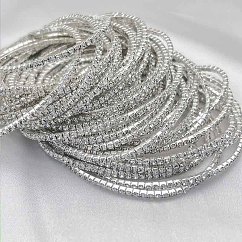 Brass Rhinestone Tennis Bracelets, Stretch Bracelets for Women, Square, Crystal, Inner Diameter: 2-1/8 inch(5.25cm)