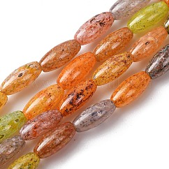 Handmade Lampwork Beads, Rice, Mixed Color, 9.5x4mm, Hole: 1.2mm, about 40pcs/strand, 15.75''(40cm)