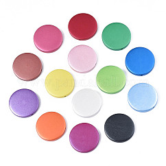 Painted Natural Wood Beads, Pearlized, Flat Round, Mixed Color, 30x5mm, Hole: 2mm