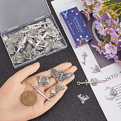 50Pcs 10 Styles Skeleton Theme Tibetan Style Alloy Pendants&nbsp;FIND-SC0011-06