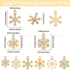 36Pcs 6 Styles Alloy Rhinestone Pendants&nbsp;FIND-SC0020-04