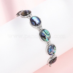 Brass Abalone Shell Link Bracelets&nbsp;BJEW-C126-01