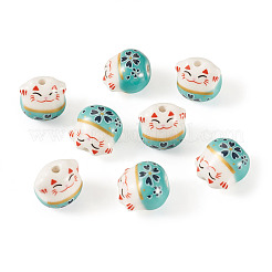 9Pcs Handmade Printed Porcelain Beads&nbsp;PORC-TADJ0001-01I